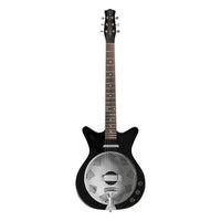 Front view of Danelectro '59 Resonator Electric Guitar Black on white background