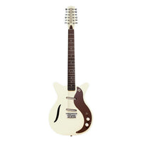 Front view of Danelectro '59 Vintage 12-String Semi Hollow Electric Guitar Vintage White on white background