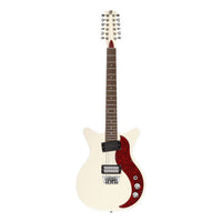 Front view of Danelectro '59X12 Electric Guitar Cream on white background