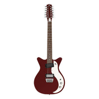 Front view of Danelectro '59X12 Electric Guitar Red on white background