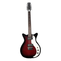 Front view of Danelectro '59X12 Electric Guitar Red Burst on white background