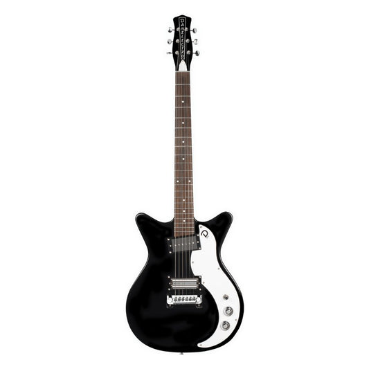 Front view of Danelectro '59X Electric Guitar Black on white background