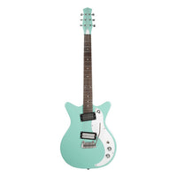 Front view of Danelectro '59XT Electric Guitar Aqua on white background