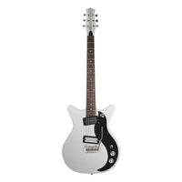 Front view of Danelectro '59XT Electric Guitar Silver on white background