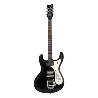 Front view of Danelectro '64 Electric Guitar Black Pearl on white background