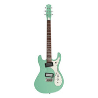 Front view of Danelectro '64XT Electric Guitar Aqua on white background