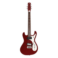 Front view of Danelectro '64XT Electric Guitar Red on white background