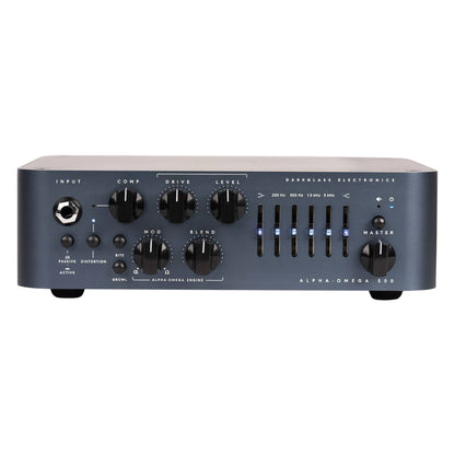 Front view of Darkglass Alpha-Omega 500 Bass Amplifier Head on white background