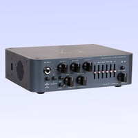 Angled view of Darkglass Alpha-Omega 500 Bass Amplifier Head on purple background