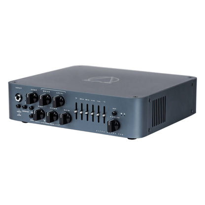 Angled view of Darkglass Alpha-Omega 900 Bass Amplifier Head on white background