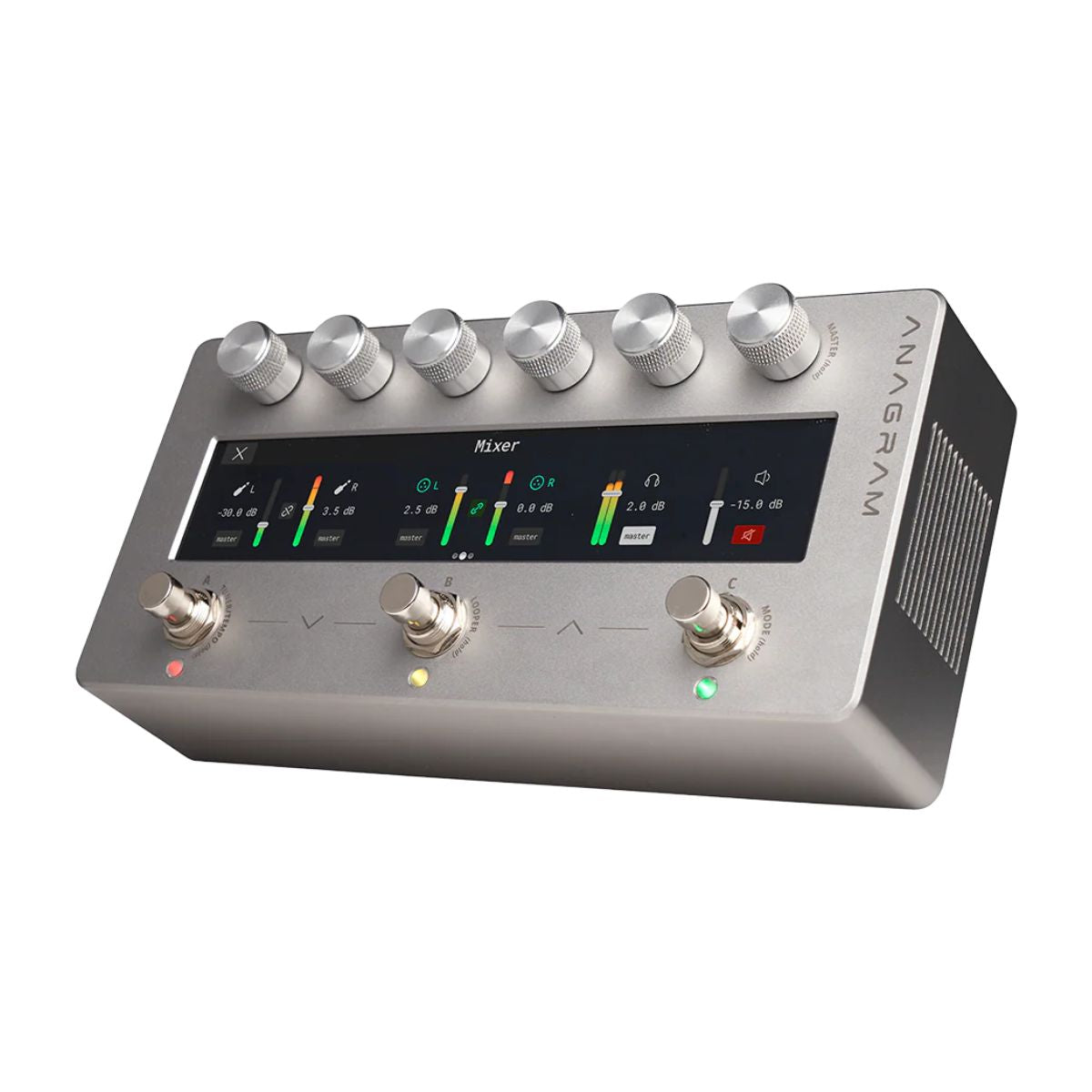 Angled side view of Darkglass Anagram Pedal on white background