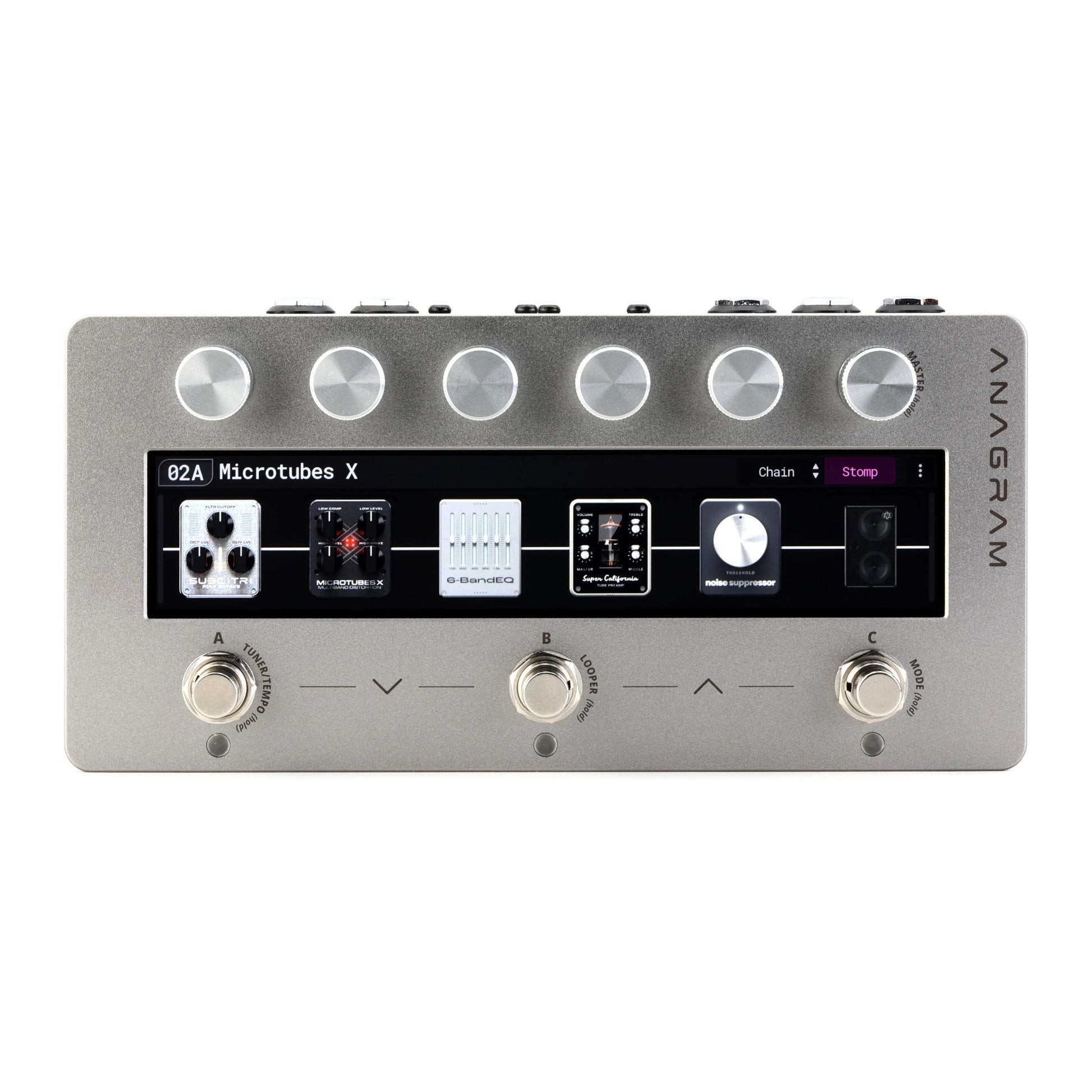 Front view of Darkglass Anagram Pedal on white background