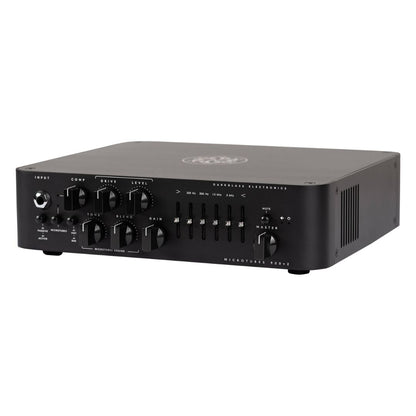 Angled front view of Darkglass Microtubes 900v2 Bass Amplifier Head on white background