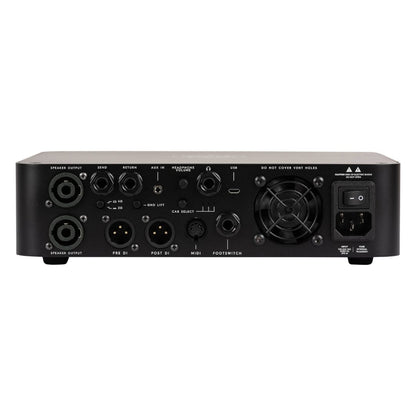 Rear view of Darkglass Microtubes 900v2 Bass Amplifier Head on white background