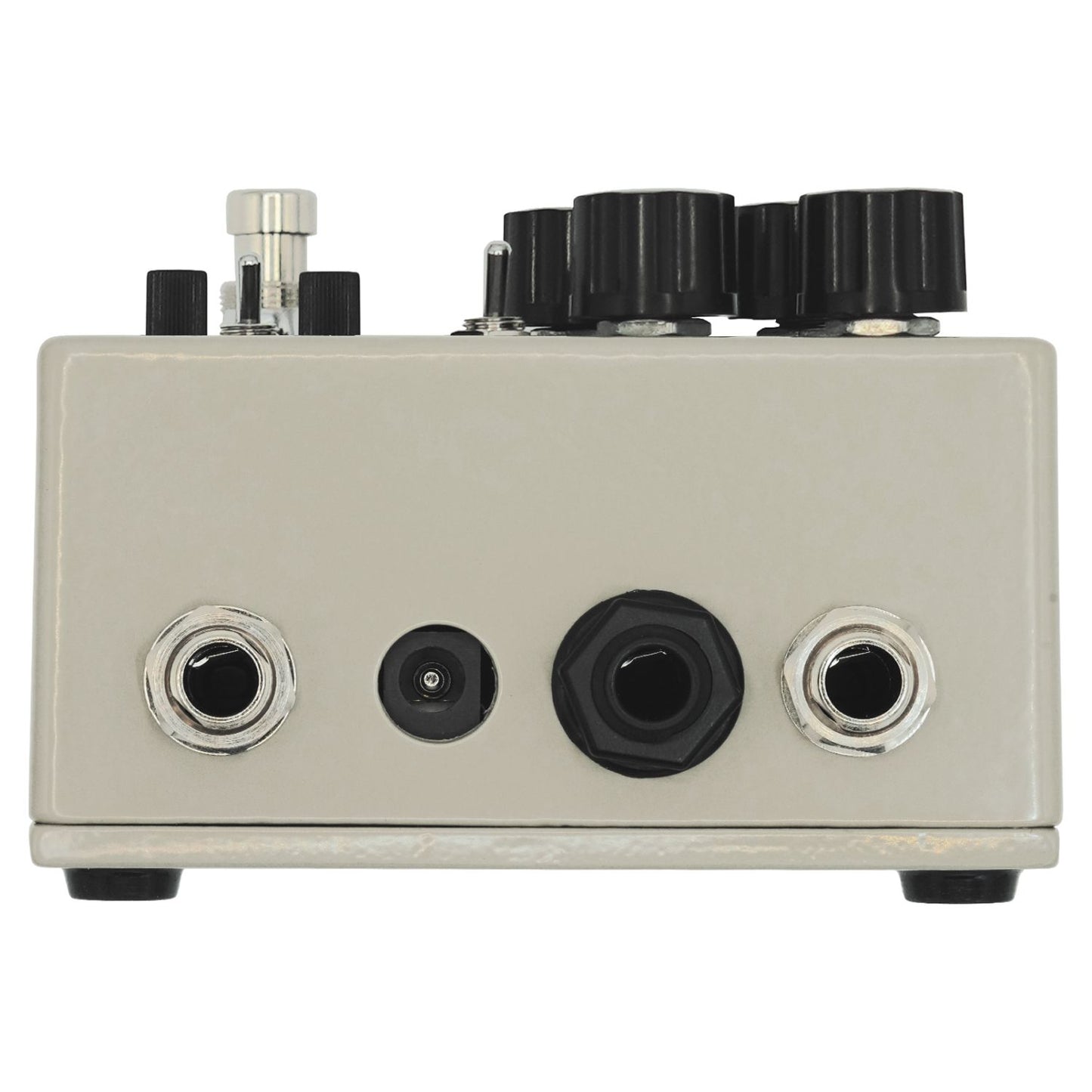 Top ports view of Death By Audio Amp Crash Pedal on white background