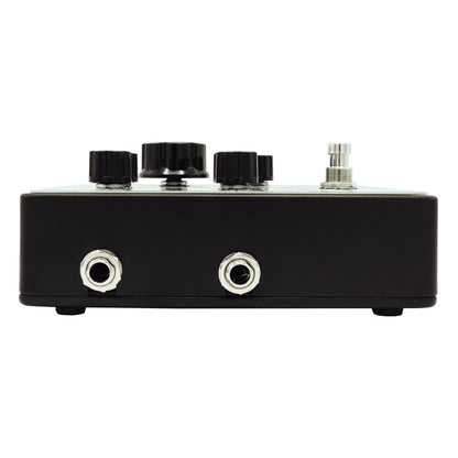 Left side view of Death By Audio Crossover Fuzz on white background