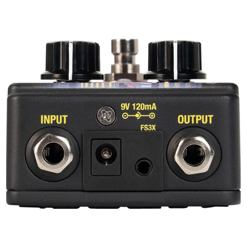 Top ports view of DigiTech DOD Drag Pedal on white background