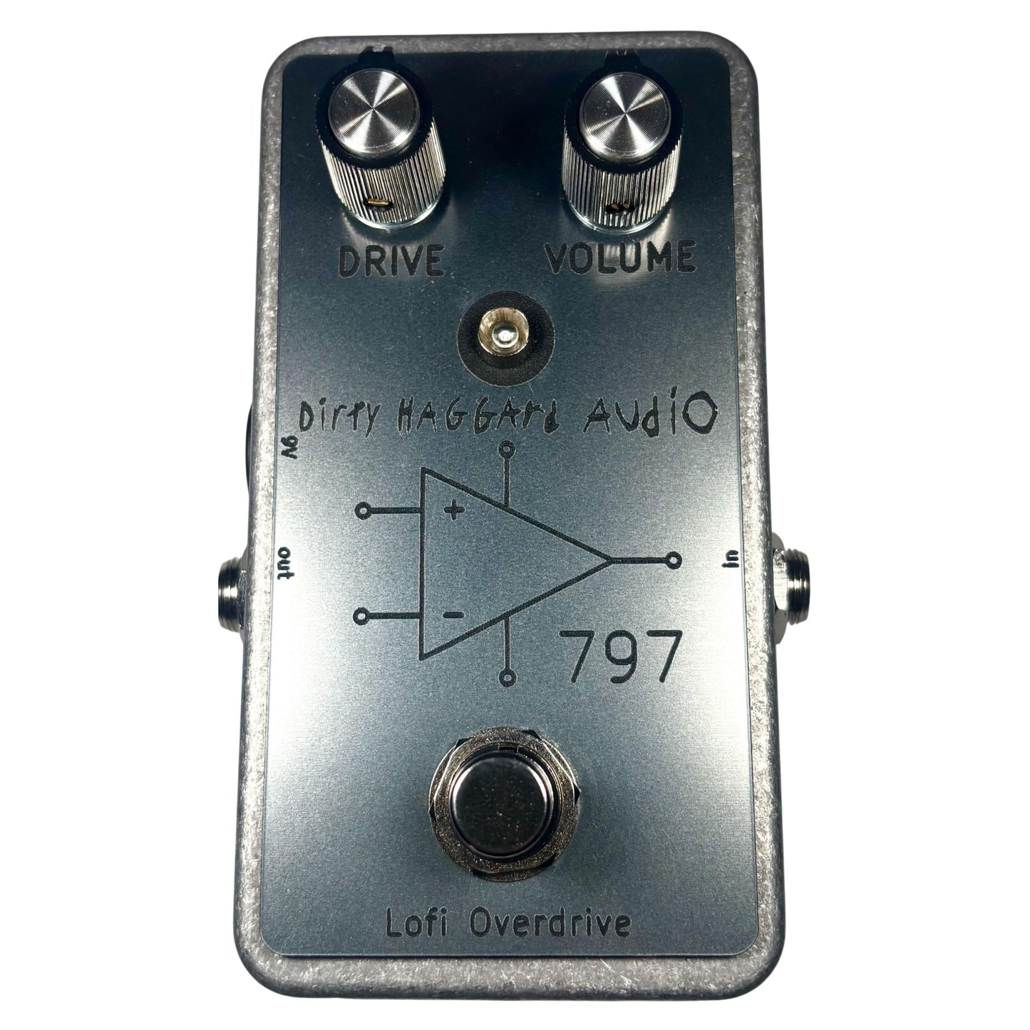 Front view of Dirty Haggard 797 Pedal Silver on white background