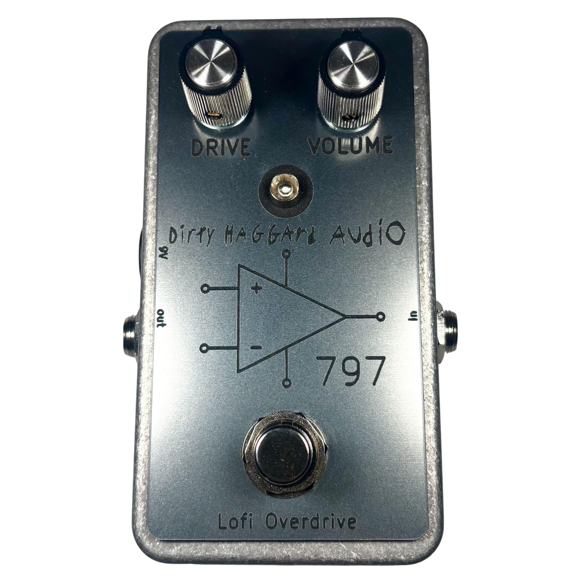 Front view of Dirty Haggard 797 Pedal Silver on white background