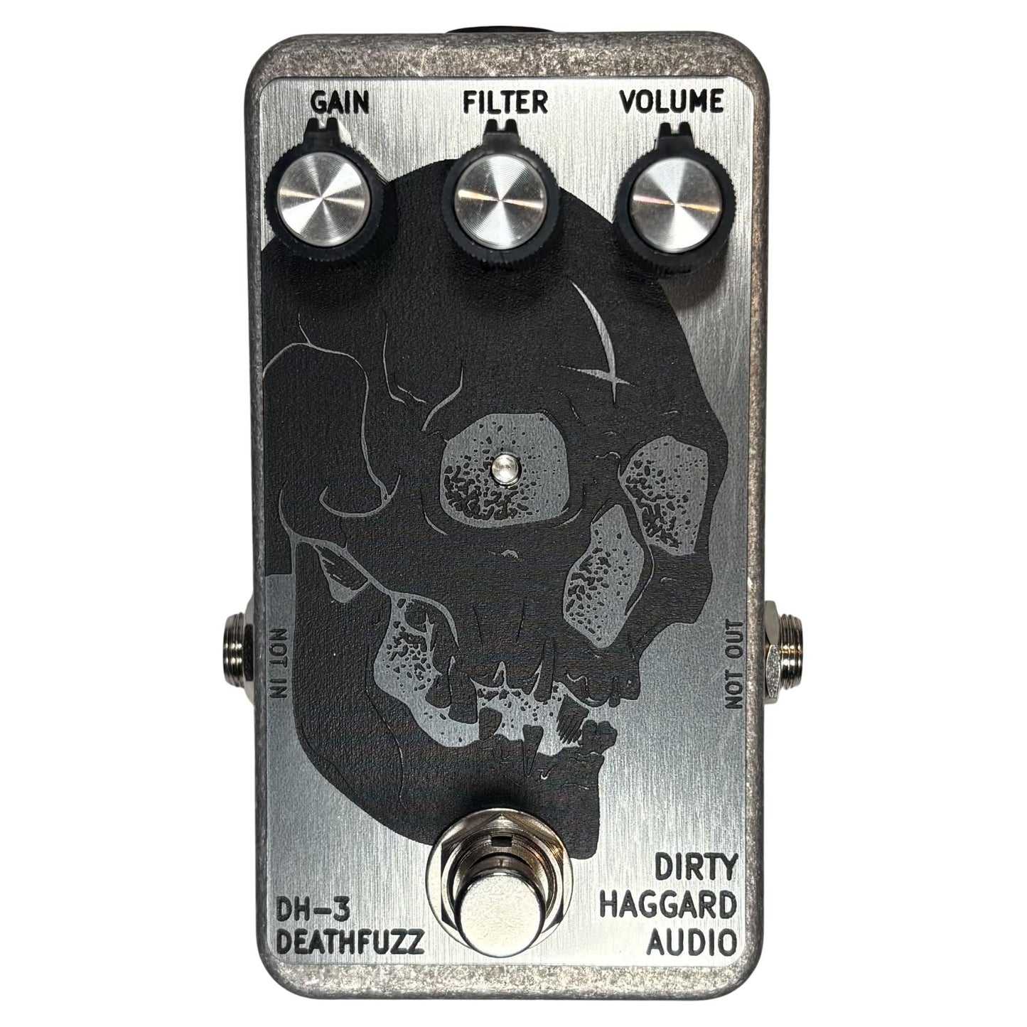 Front view of Dirty Haggard DH-3 DeathFuzz Silver on white background