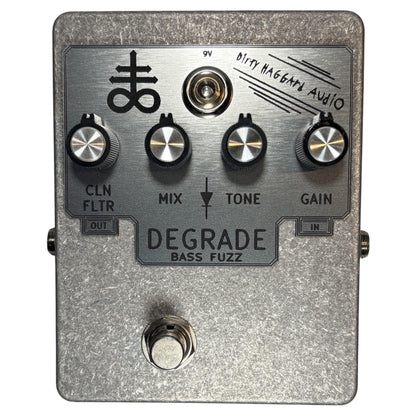 Front view of Dirty Haggard Degrade Pedal Silver on white background