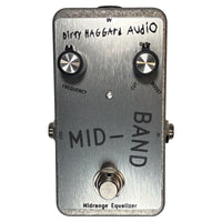 Front view of Dirty Haggard Mid-Band Pedal Silver on white background