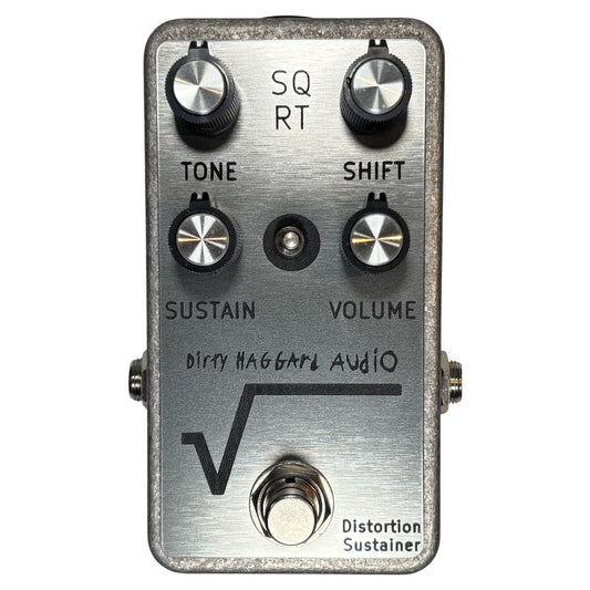 Front view of Dirty Haggard SQRT Pedal Silver on white background