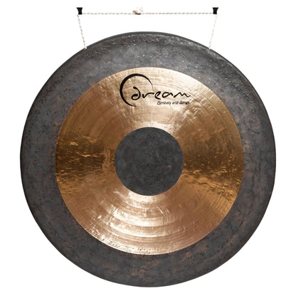 Front view of Dream Cymbals CHAU34 Black Dot Chau 34" Gong on white background