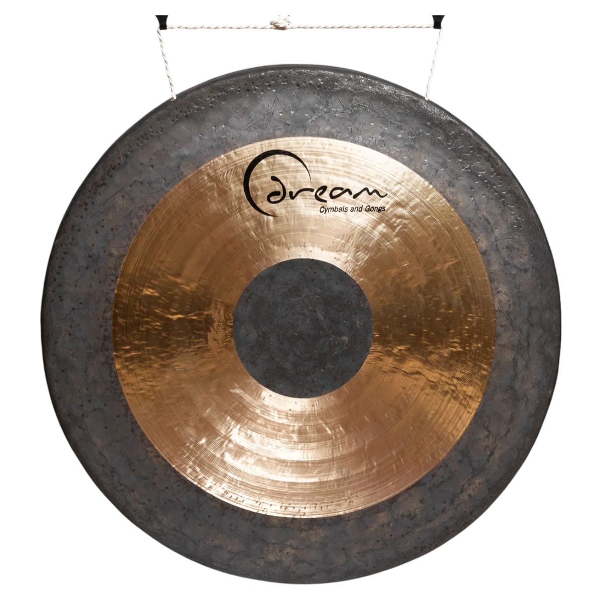 Front view of Dream Cymbals CHAU48 Black Dot Chau 48" Gong on white background