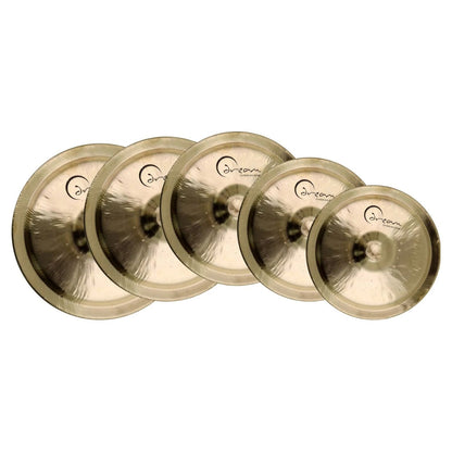 Inclusions of Dream Cymbals MBAOOCTA2 Mbao Nipple Gongs A2-A3 Set on white background