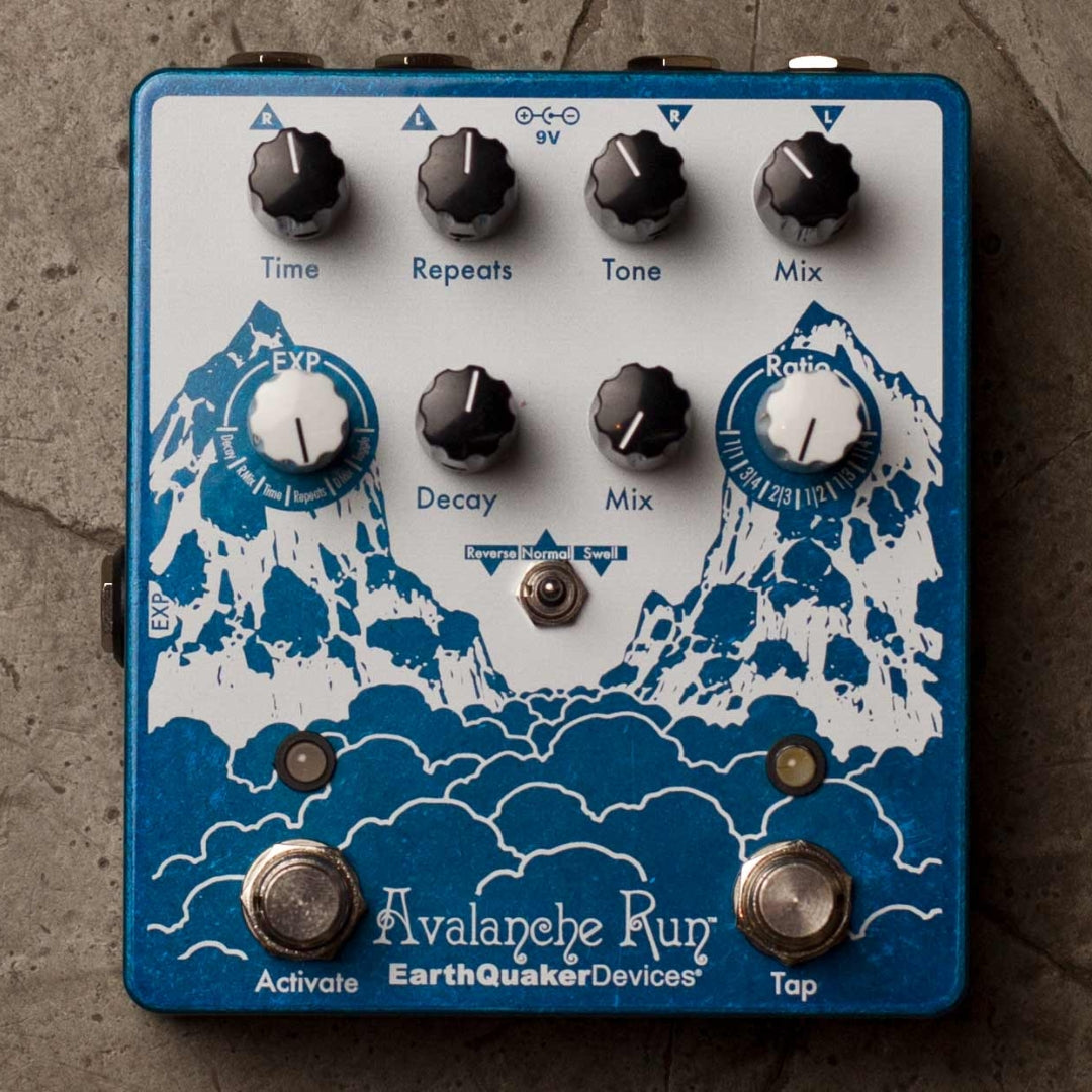 EarthQuaker Devices Avalanche Run Pedal On a Stone Floor