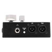 Left ports view of EarthQuaker Devices Easy Listening Stereo Pedal on white background