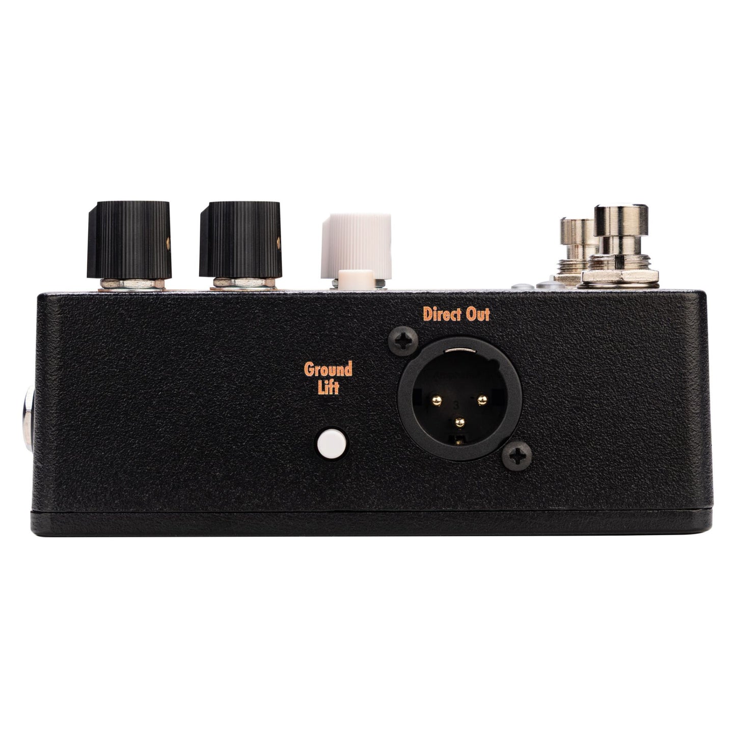 Left ports view of EarthQuaker Devices Scrolls Bass Odyssey Pedal on white background