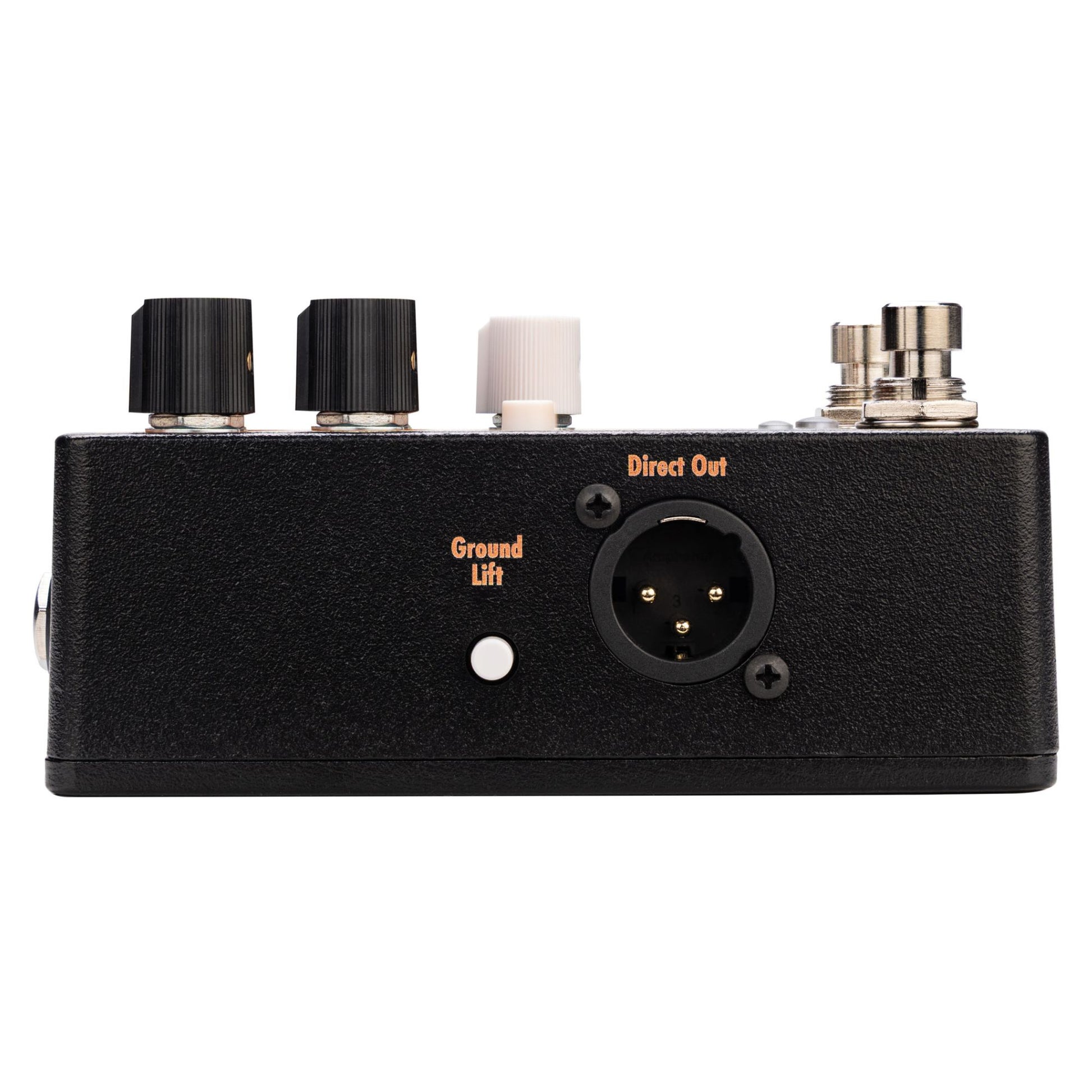 Left ports view of EarthQuaker Devices Scrolls Bass Odyssey Pedal on white background