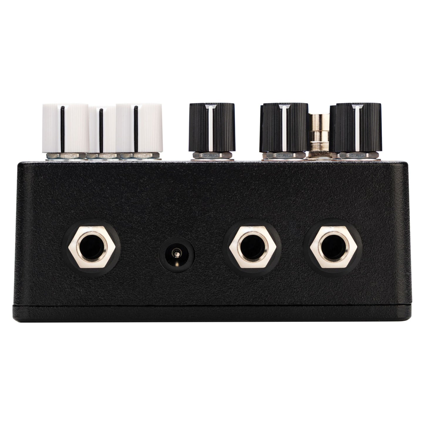 Top ports view of EarthQuaker Devices Scrolls Bass Odyssey Pedal on white background