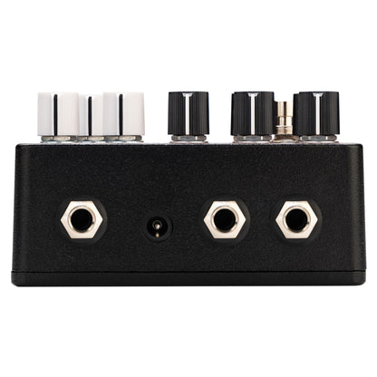 Top ports view of EarthQuaker Devices Scrolls Bass Odyssey Pedal on white background