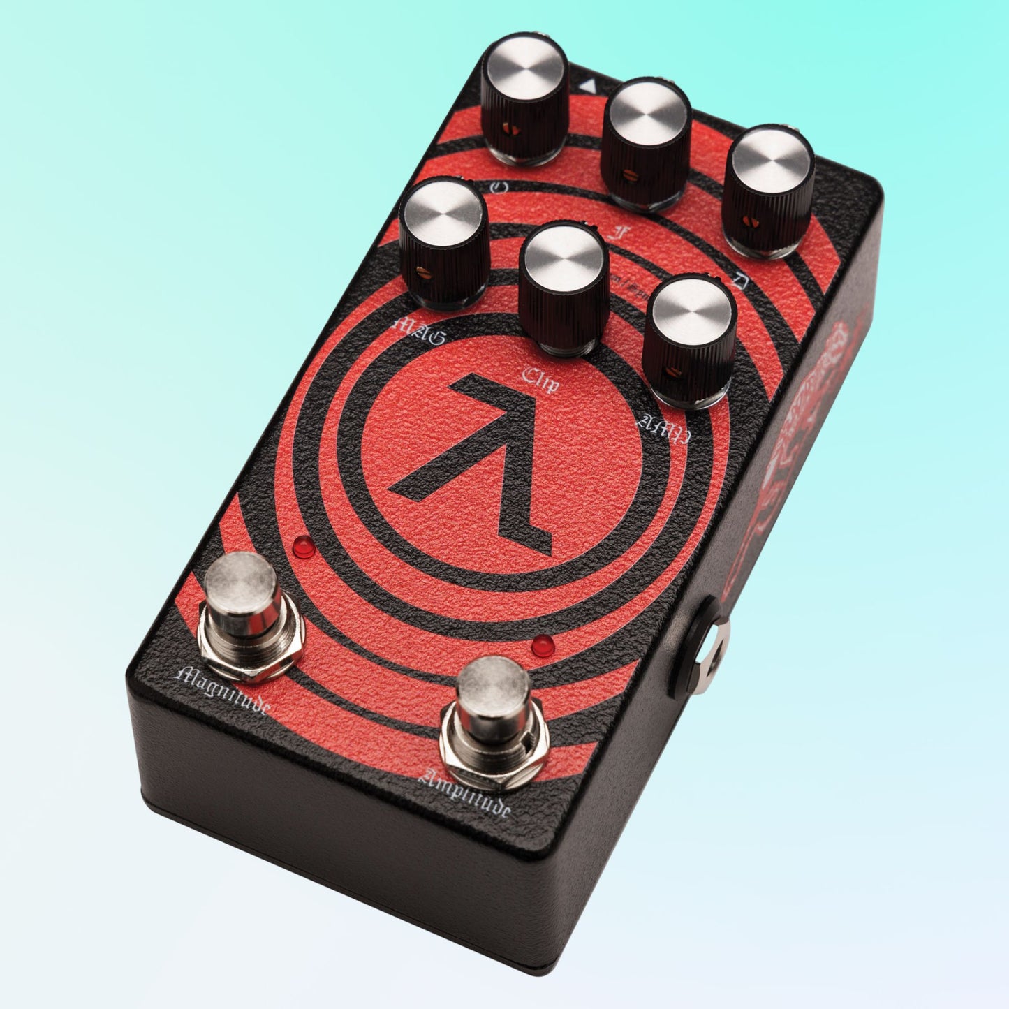 Angled view of EarthQuaker Devices Sunn O))) HalfLife Pedal on blue background