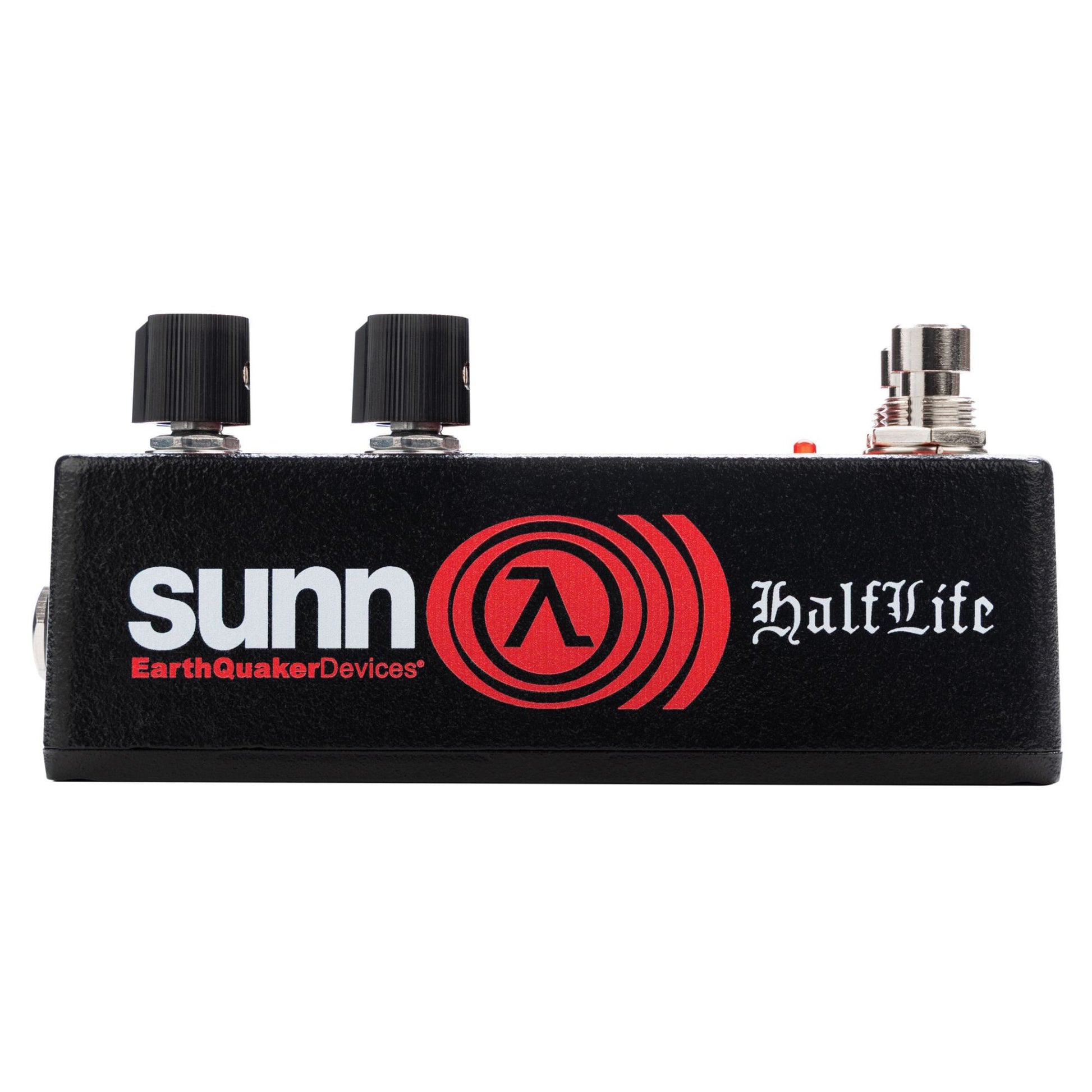Left view of EarthQuaker Devices Sunn O))) HalfLife Pedal on white background