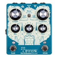 Front view of EarthQuaker Devices Towers Stereo Reverb Pedal on white background