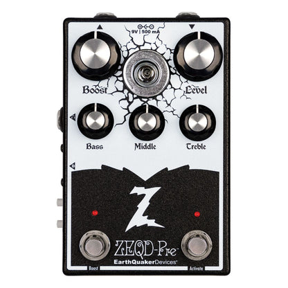 Front view of EarthQuaker Devices ZEQD-Pre Pedal on white background