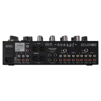 Top ports view of Ecler NUO4.0F Professional 4-Channel DJ Mixer Black on white background