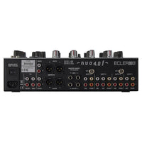 Top ports view of Ecler NUO4.0F Professional 4-Channel DJ Mixer Silver on white background