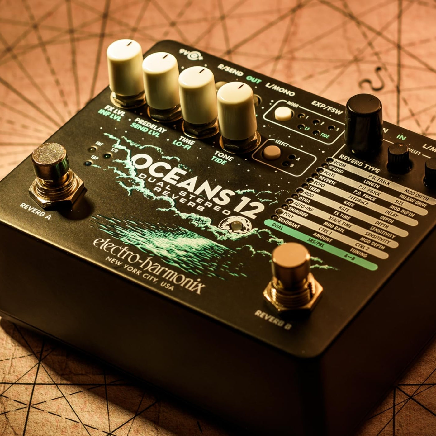 oceans 12 pedal Electro-Harmonix Dual Stereo Reverb Pedal Oceans 12