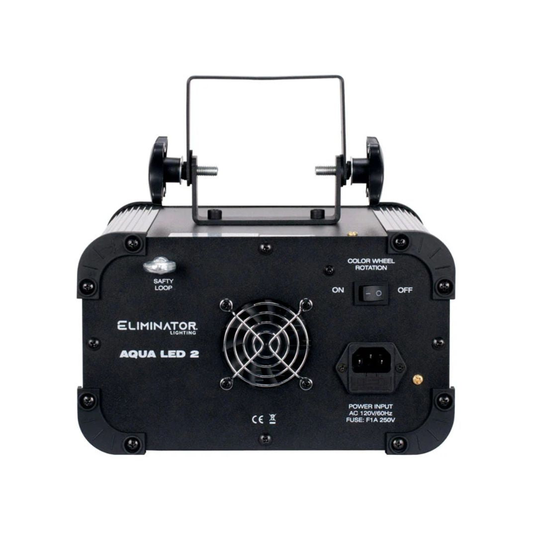 Rear ports view of Eliminator Lighting Aqua LED 2 on white background