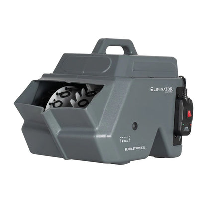 Angled front view of Eliminator Lighting Bubbletron EXL Bubble Machine on white background