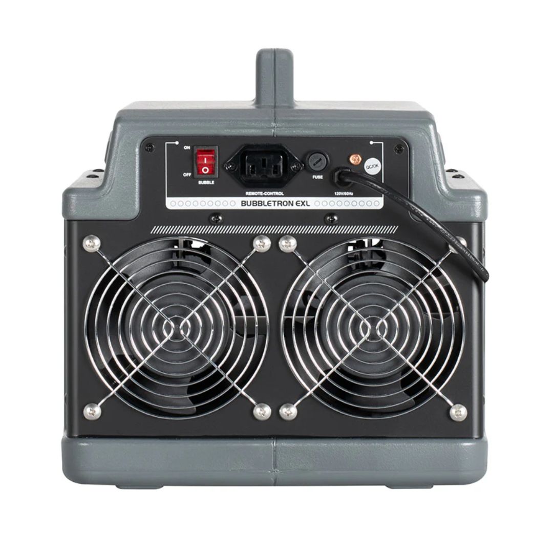 Rear view of Eliminator Lighting Bubbletron EXL Bubble Machine on white background