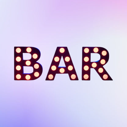 Front view of Eliminator Lighting Decor BAR Mini on purple gradient background