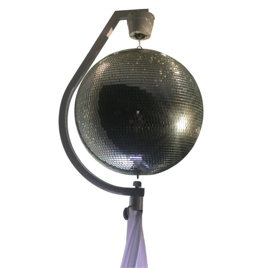 Close up view of Eliminator Lighting Decor MBSK Mirror Ball Stand with Motor on white background