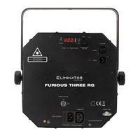 Rear view of Eliminator Lighting Furious Three RG on white background