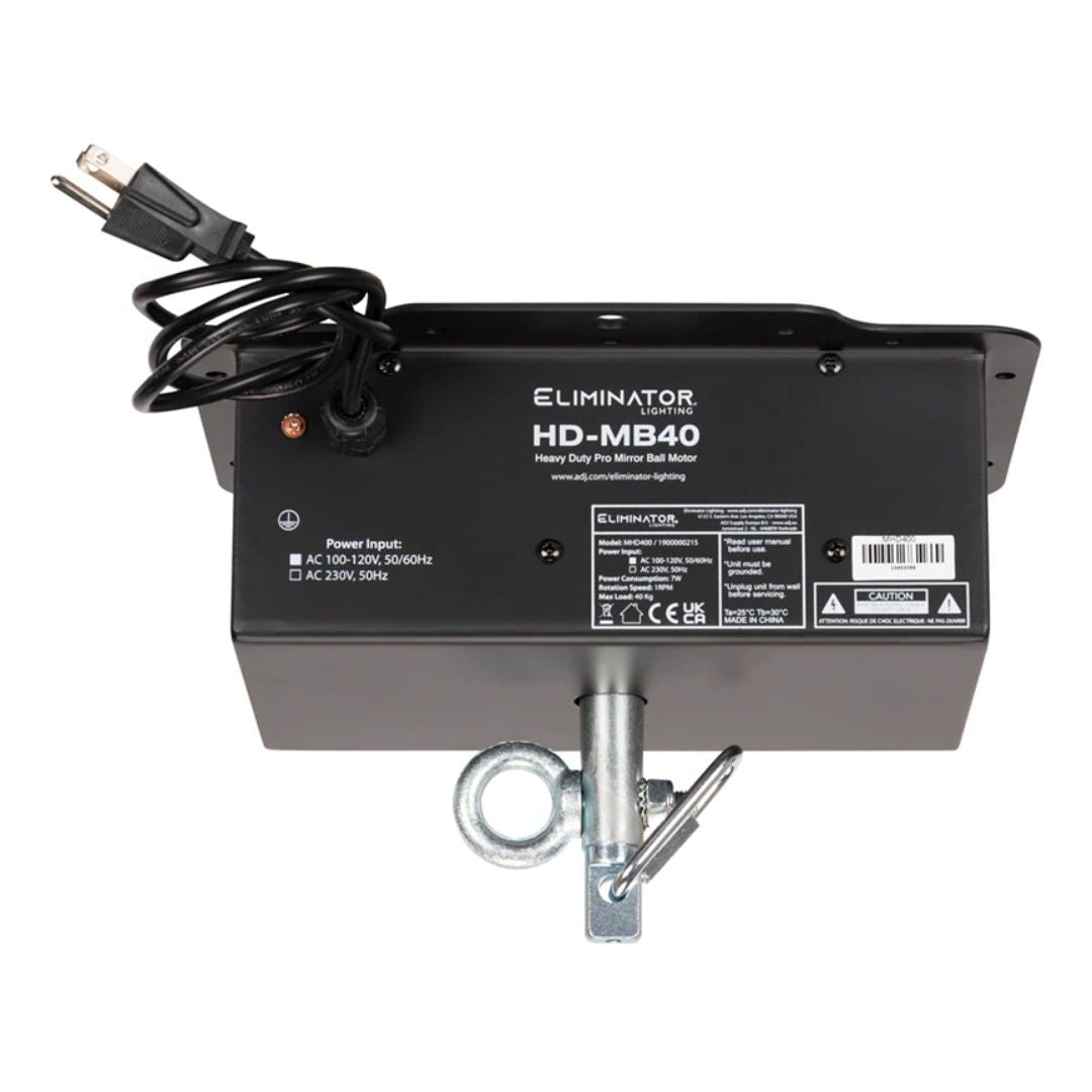 Front view of Eliminator Lighting HD-MB40 Heavy-Duty Mirror Ball Motor on white background